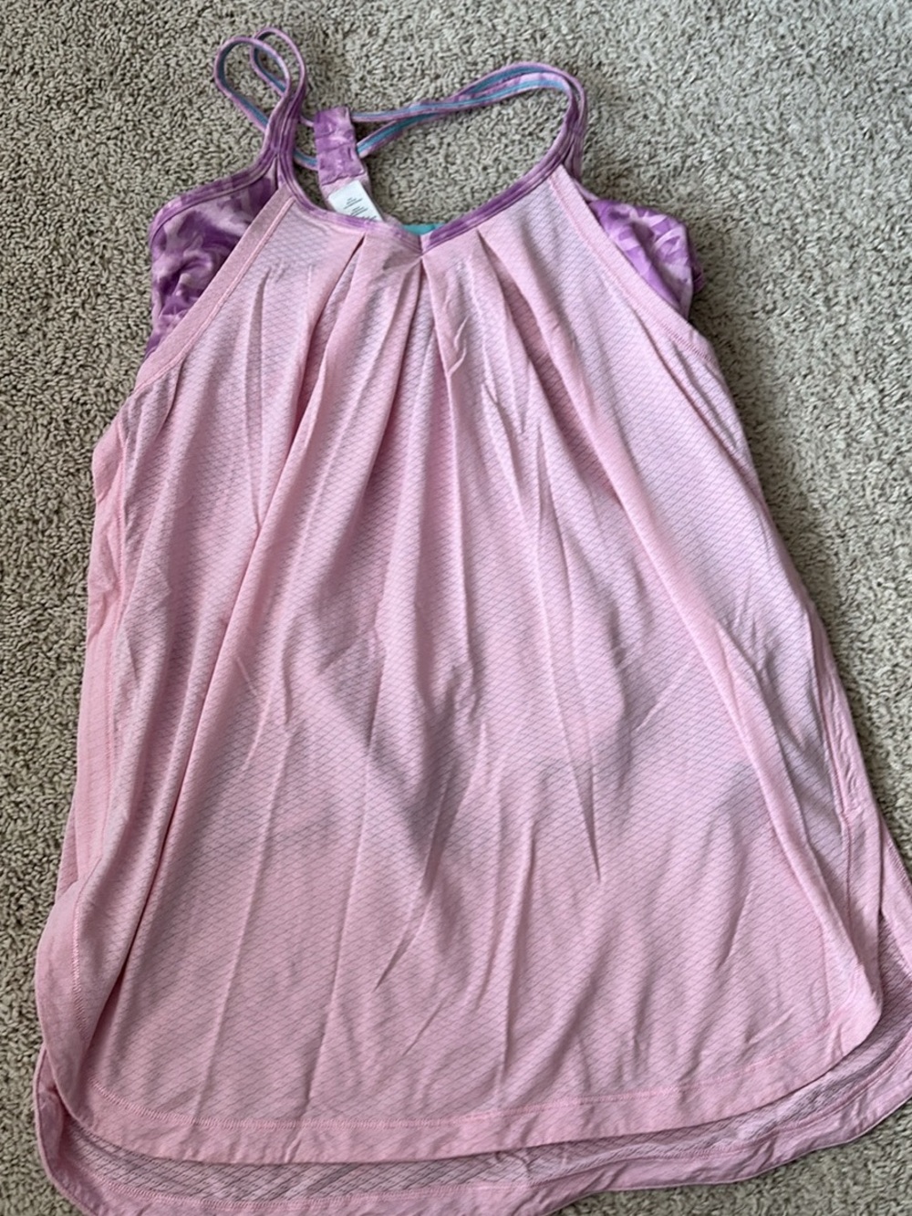 Ivivva Pink Sleeveless Pleated Tank Dress with Purple Tie-Back